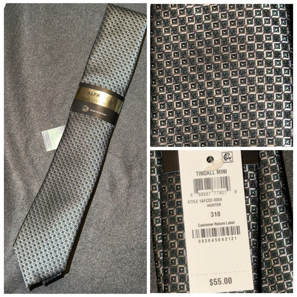 Alfani Alfa Tech Mens Hunter Green Tindall Mini Geometric Tie 1AFC22-3054 New